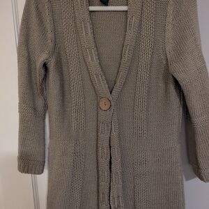 Women's Beige Knit Cardigan Sweater